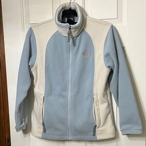 The North Face Light Blue & Cream Full-Zip Fleece Jacket